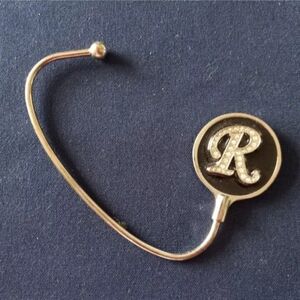 Metal Rhinestone Enamel "R" Letter Initial Table Purse Hook